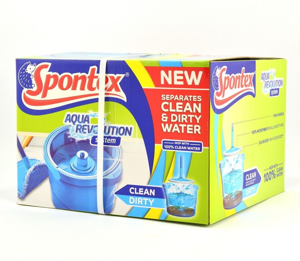 Jak Vileda.Mop obrotowy Aqua Revolution z wiadrem i dodatkowym zapasem