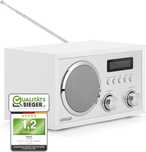Radio FM DAB z Bluetooth Aux USB bateryjne zasilacz białe drewno