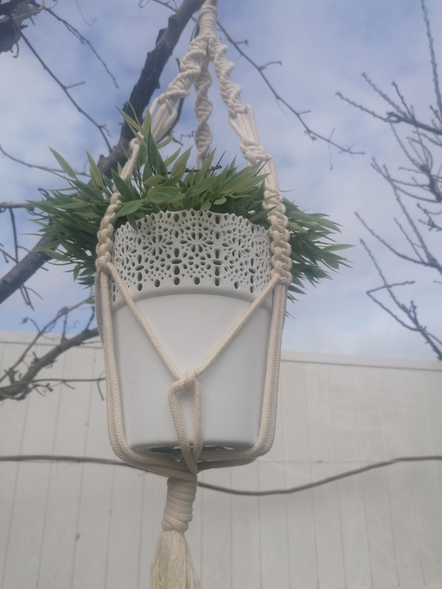 Suporte vasos em macrame