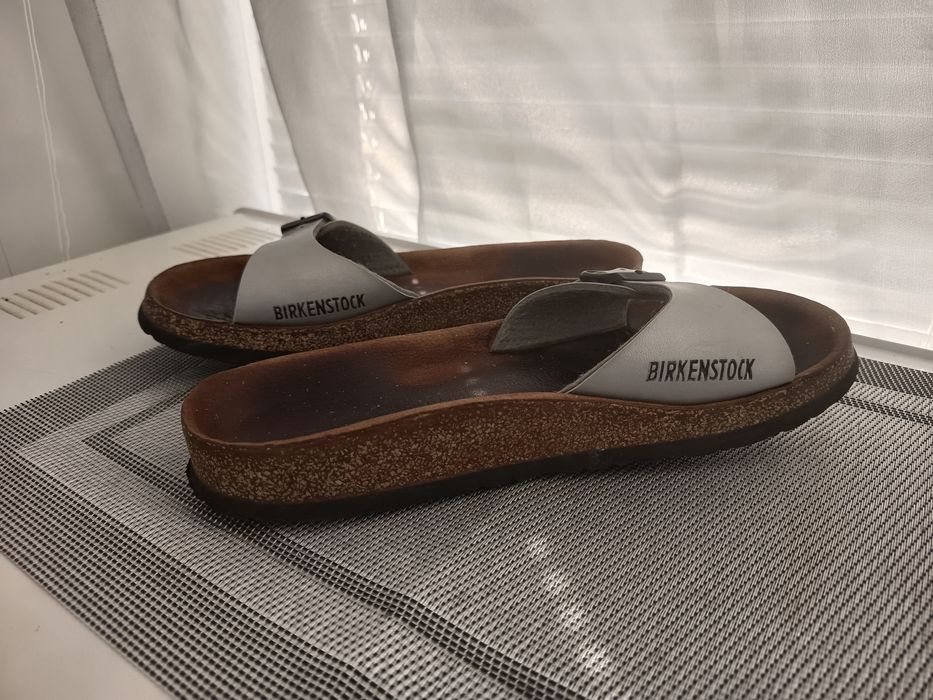 Биркенштоки шкіряні шльопанці шльопки Birkenstock madrid relax 39 сірі