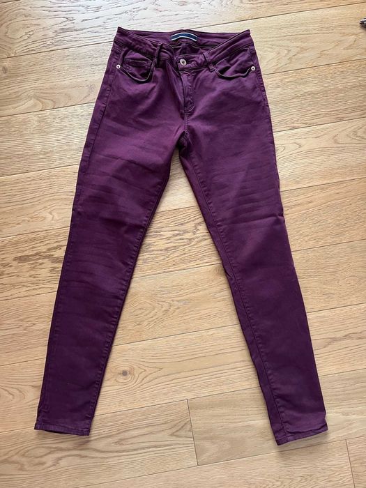 Bordowe spodnie z niskim stanem (skiny fit), Massimo Dutti - 38/M