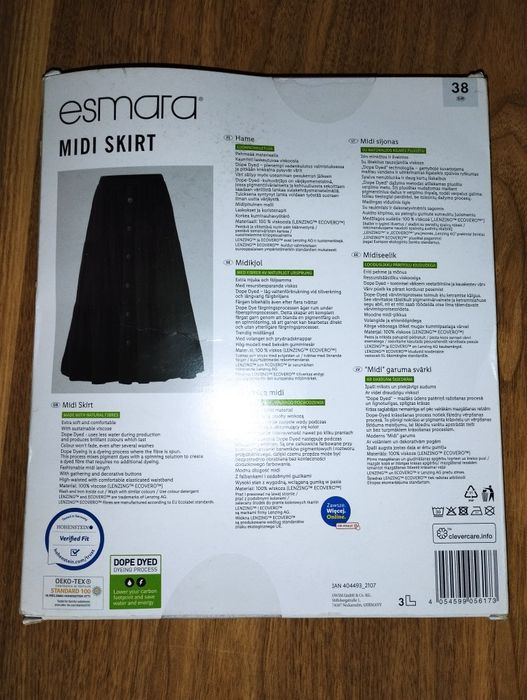 Esmara nowa czarna spódnica midi M 38 rozkloszowana