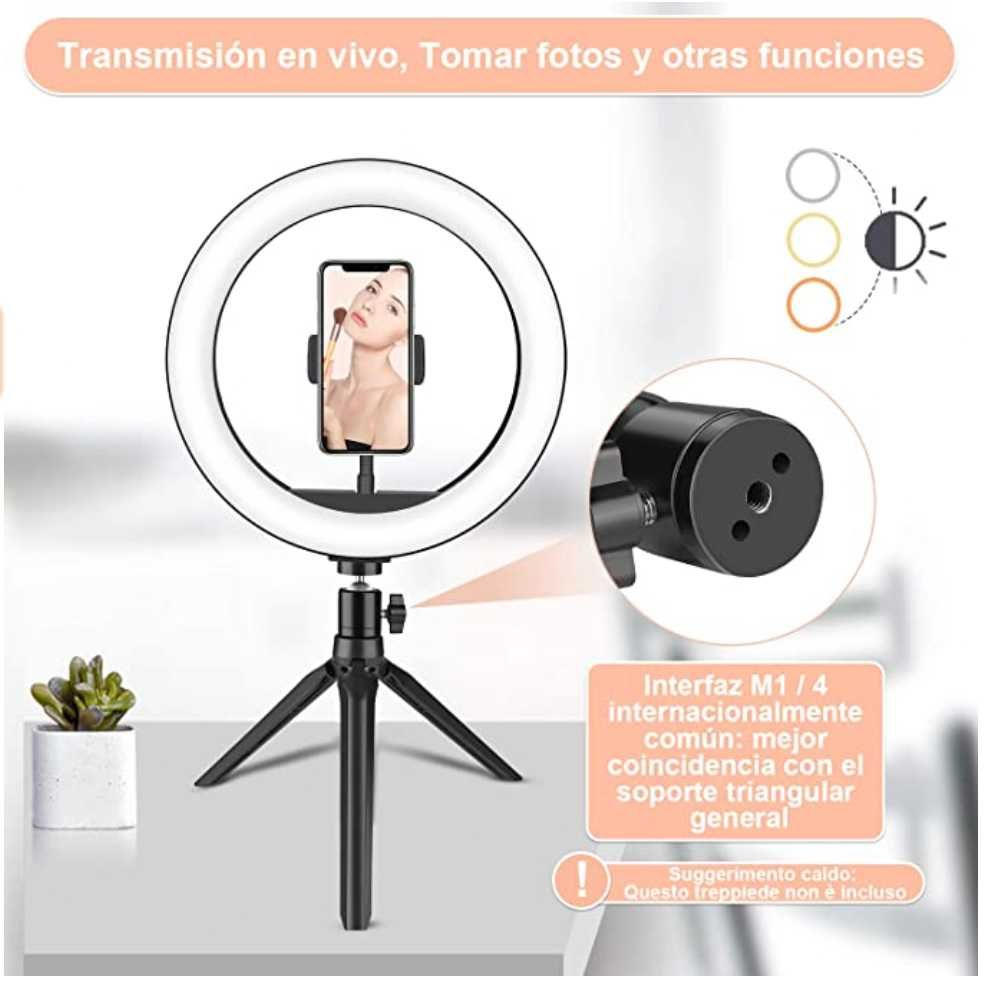 RingLight com tripod, suporte de telemóvel +comando - NOVO