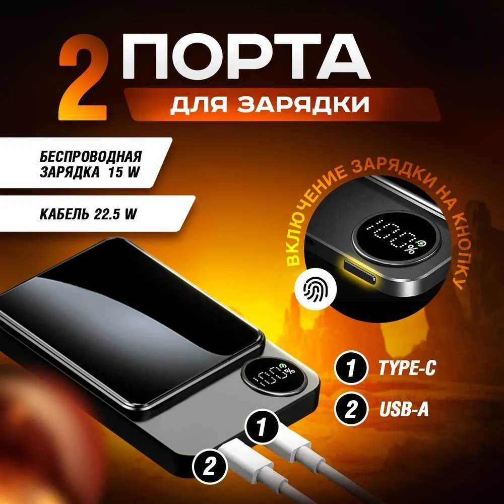 Павербанк Magsafe 10000mAh с быстрой и безпроводной зарядкой 22.5W