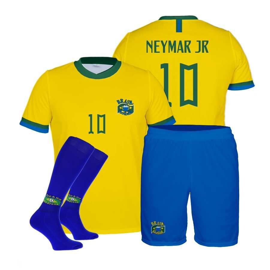 Strój / komplet piłkarski NEYMAR JR BRAZYLIA 10 + getry rozm. 164