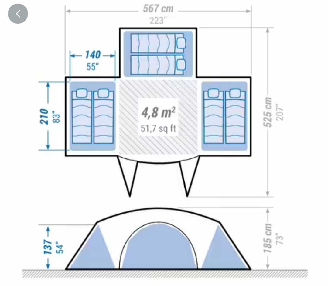 Tenda BERG/ Preparada para 6 pessoas.