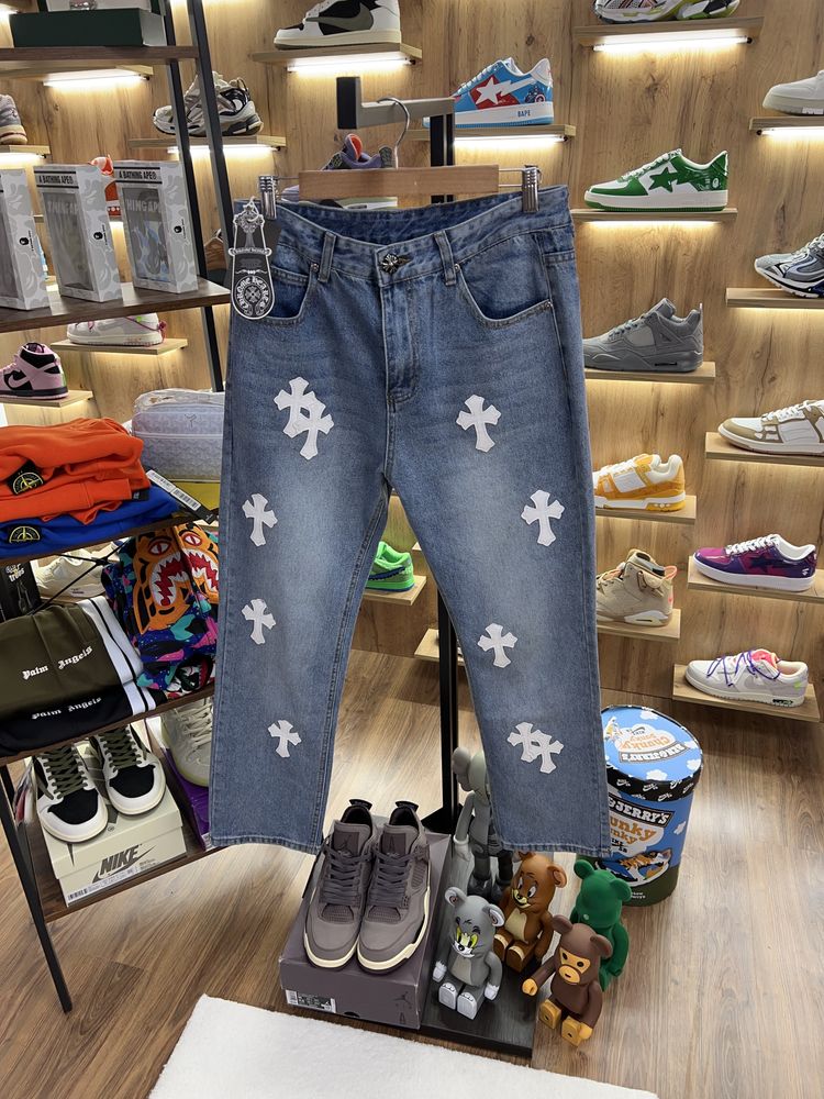 Джинси Chrome Hearts Blue / White