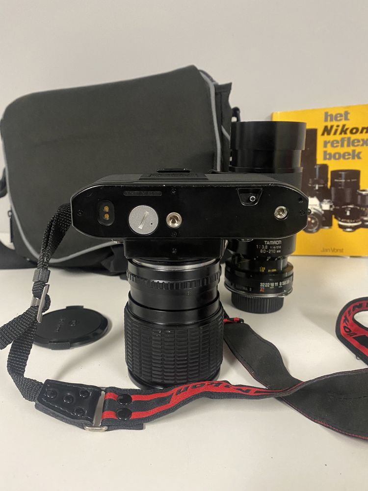 Nikon EM 28-85mm f3.5-4.5, 80-210 tamron, zadbany aparat analogowy