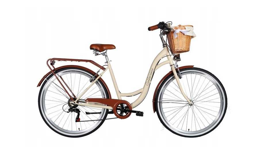 Rower damski kremowy miejski 26 SHIMANO damka KOSZ + WKŁAD GRATIS
