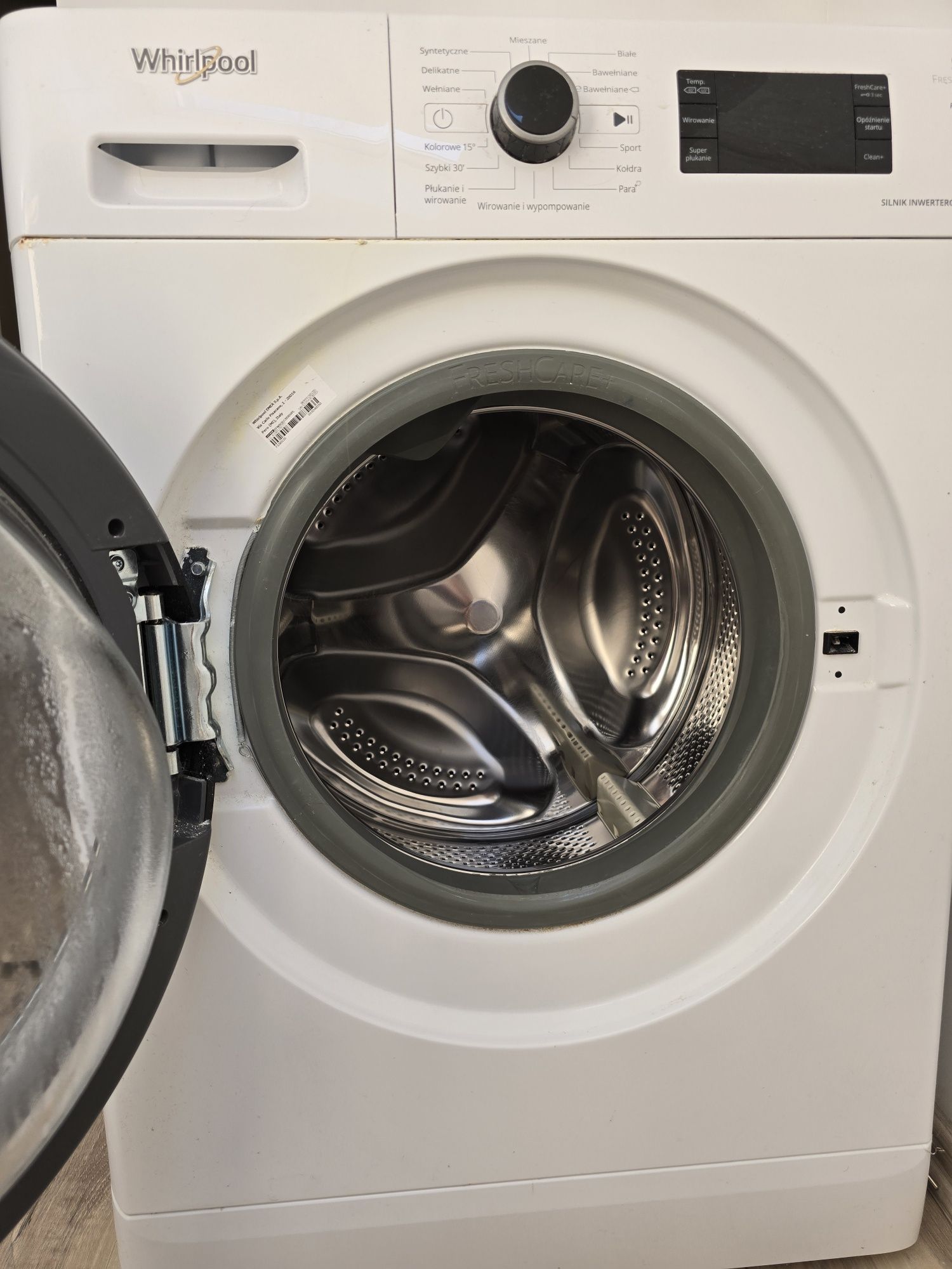 pralka Whirlpool z silnikiem inwerterowym, uszkodzone łożysko bębna