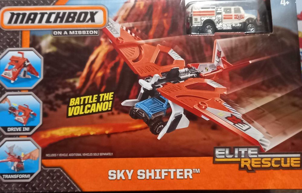 Matchbox Elite Rescue Glider Vehicle набір літаком  і машинка