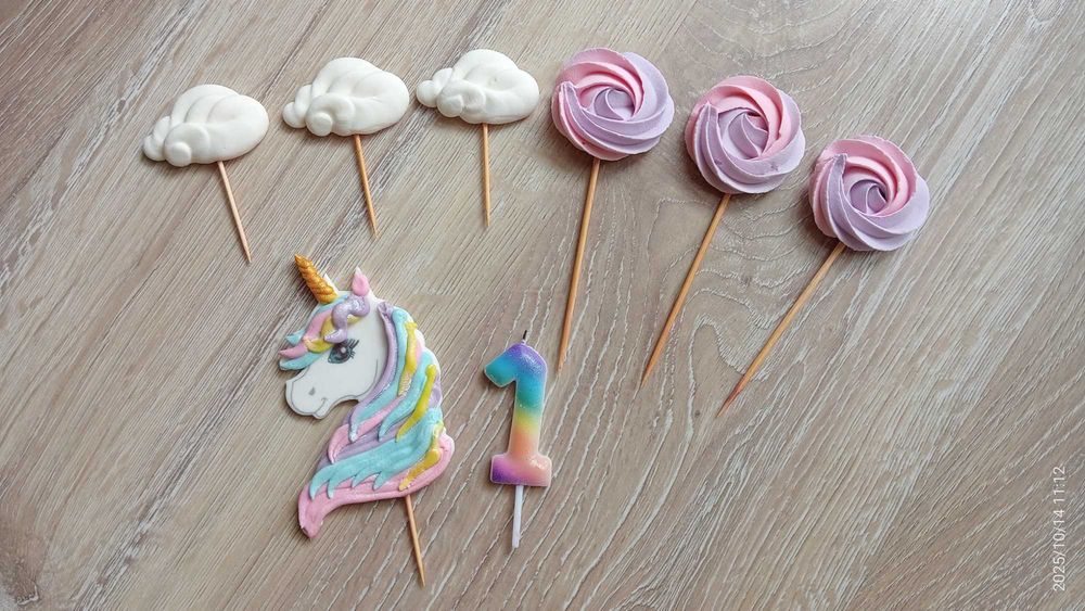 Zestaw cukrowy jednorożec na tort