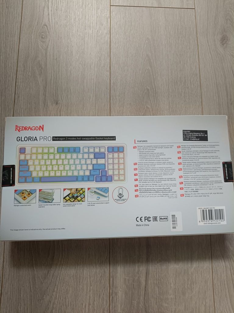 Klawiatura mechaniczna Redragon Gloria Pro Bumblebee RGB HOT-SWAP