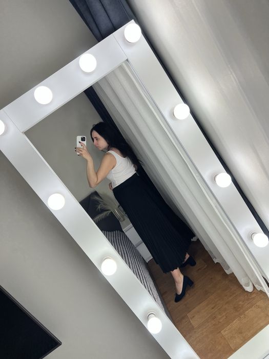 18 розмір батал 52 чорна спідниця міді пліссе гофре пліссіровку