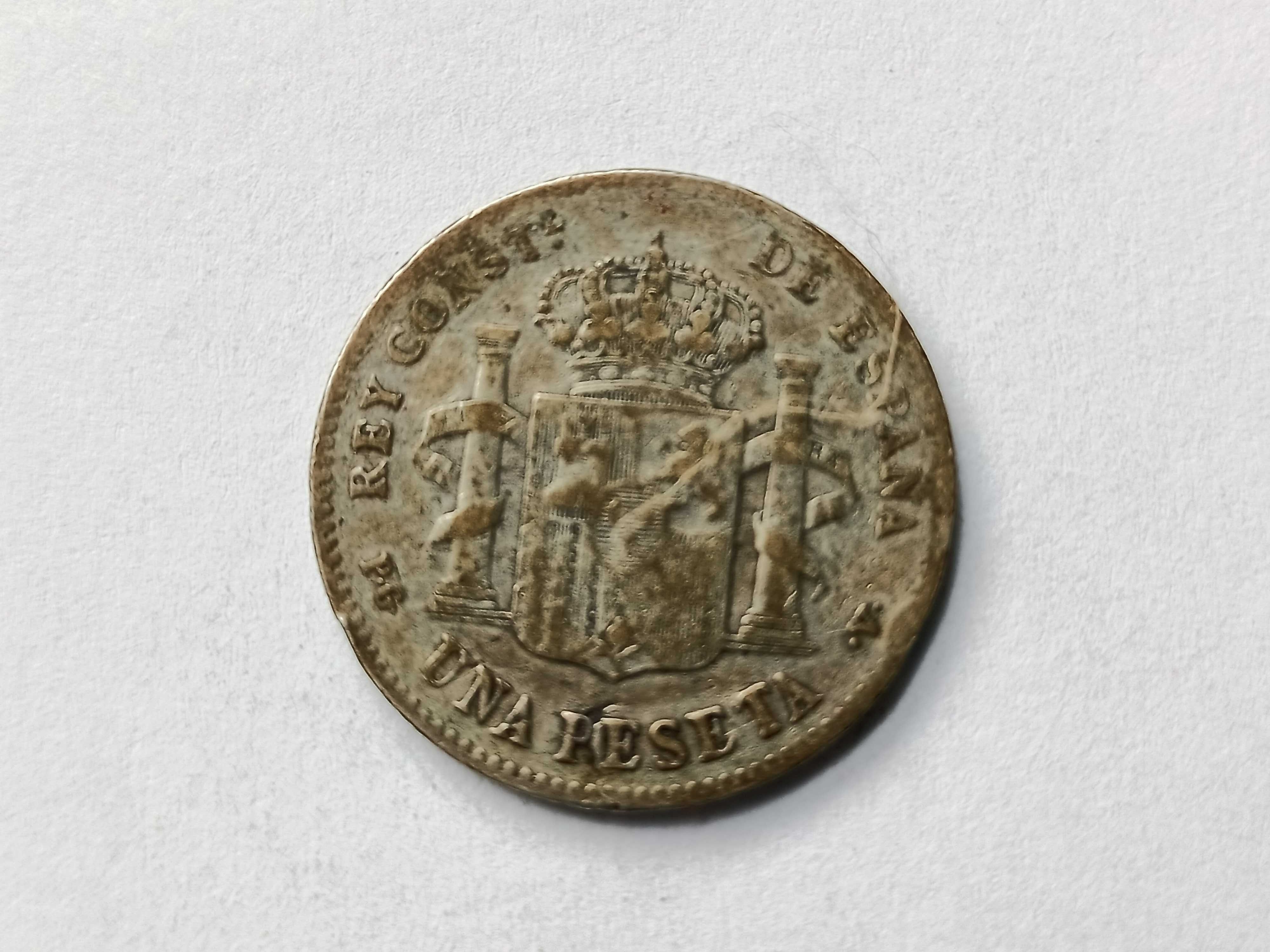 1 Peseta 1896 Hiszpania Król Alfons Xlll Srebro