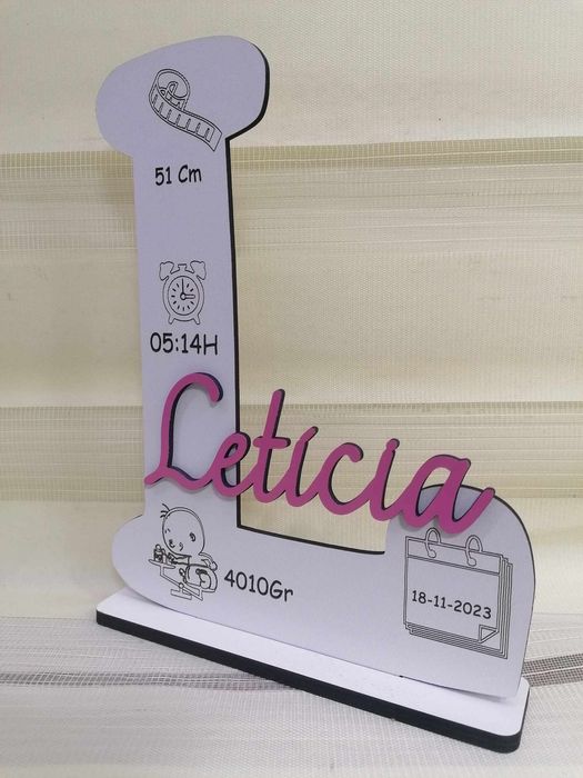 Letras com dados de nascimento