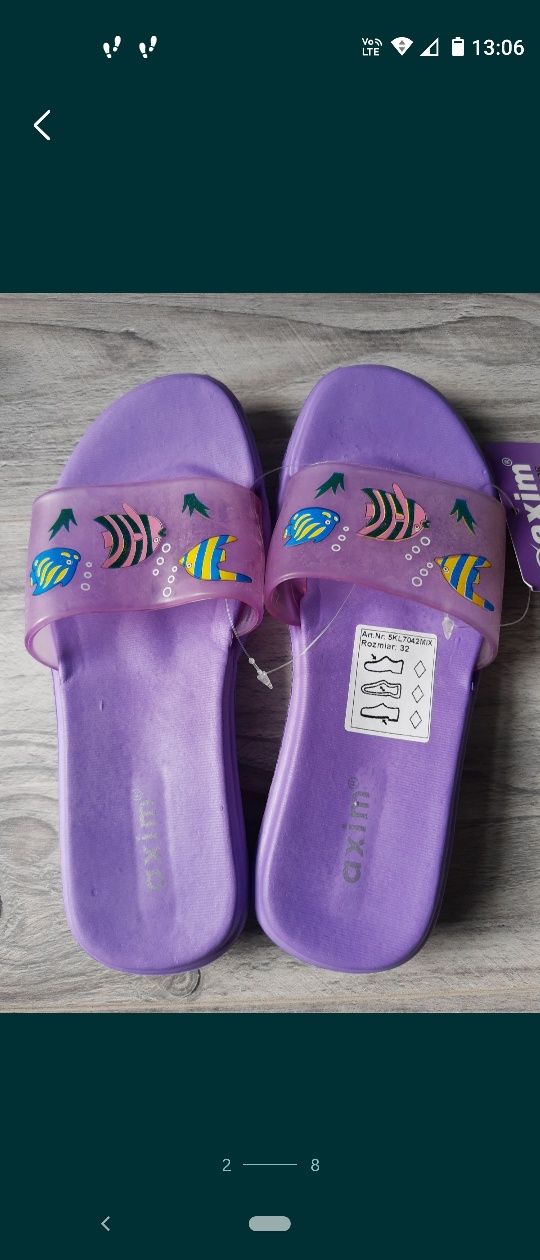 Buty dziewczęce r.32 klapki, chodaki, baleriny