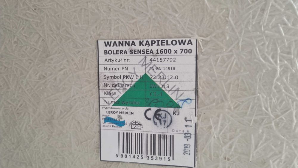 Wanna akrylowa do zabudowy 160x70