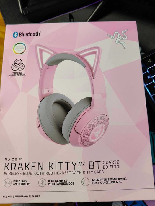 Auscultadores Gaming Bluetooth Razer Kraken Kitty V2 - Quartz