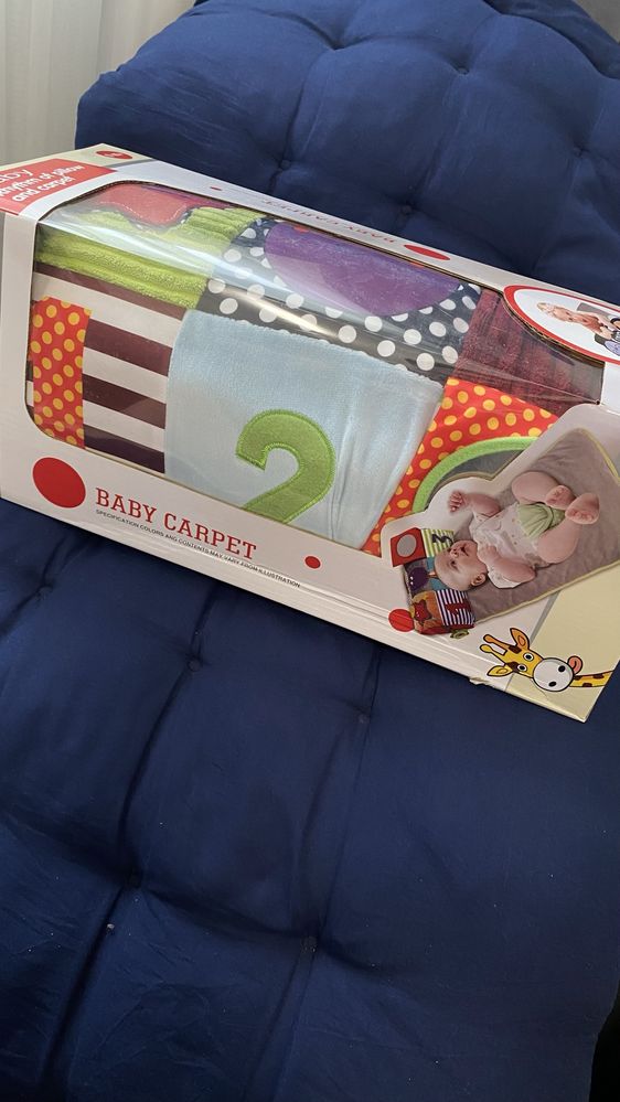 Килимок «Baby Carpet“ з мʼяким валиком для немовлят з ігоровими елемен