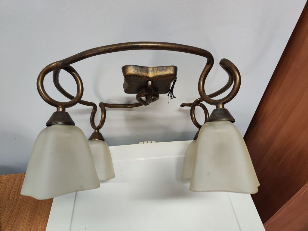 Lampa sufitowa (mosiądz) na 4 żarówki z cienkim gwintem