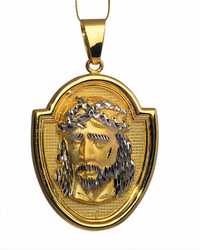 Złota zawieszka duża z głową Jezusa 93022