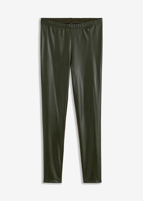 B.P.C legginsy ciemnozielone z eko skórą r.40/42