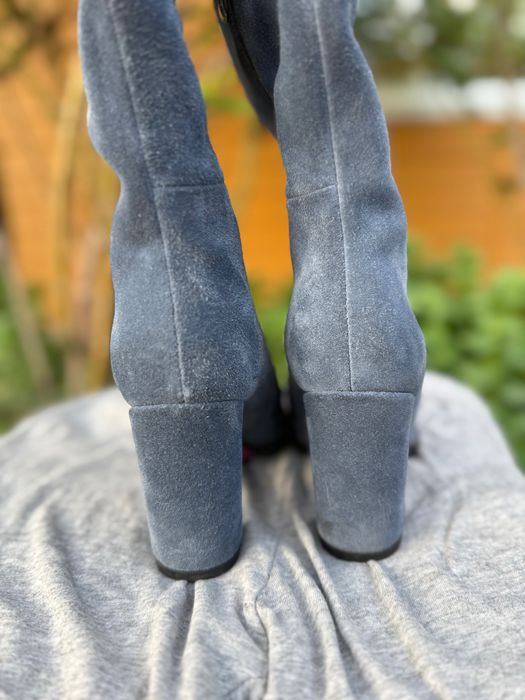Замшеві чоботи джинсового кольору 37р.