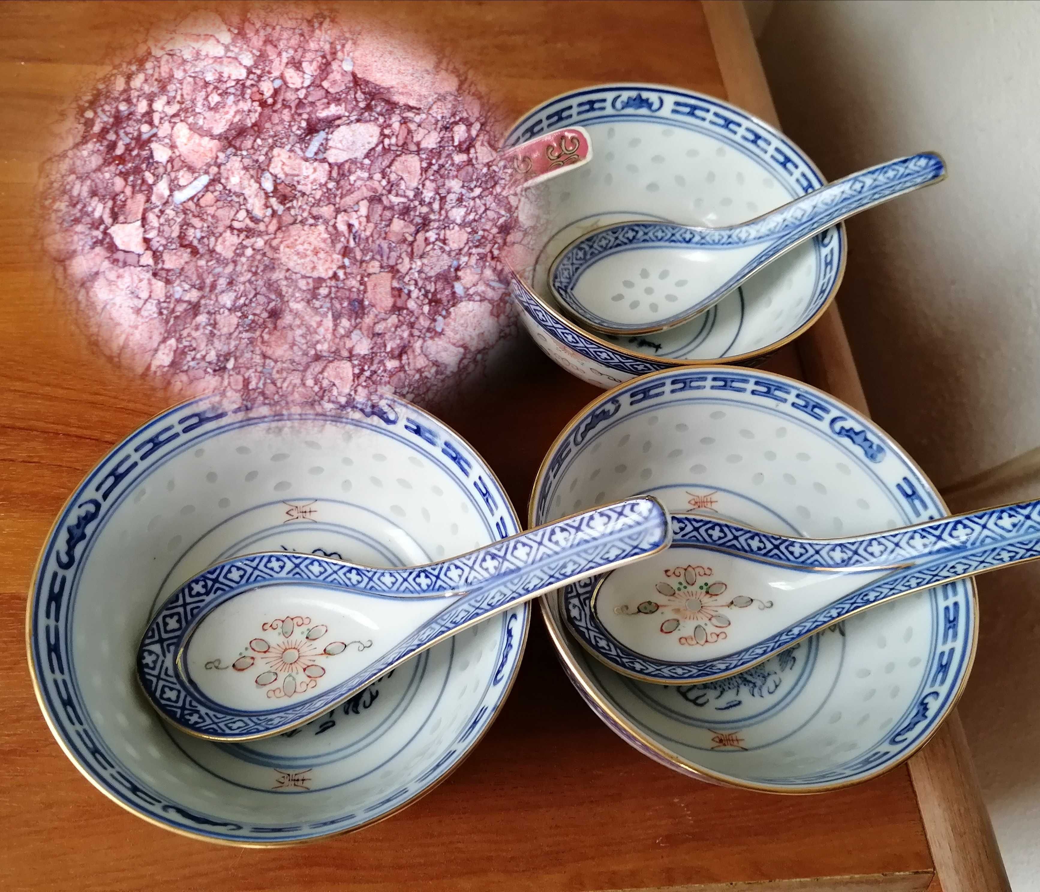 Conj. 3 taças arroz - porcelana chinesa