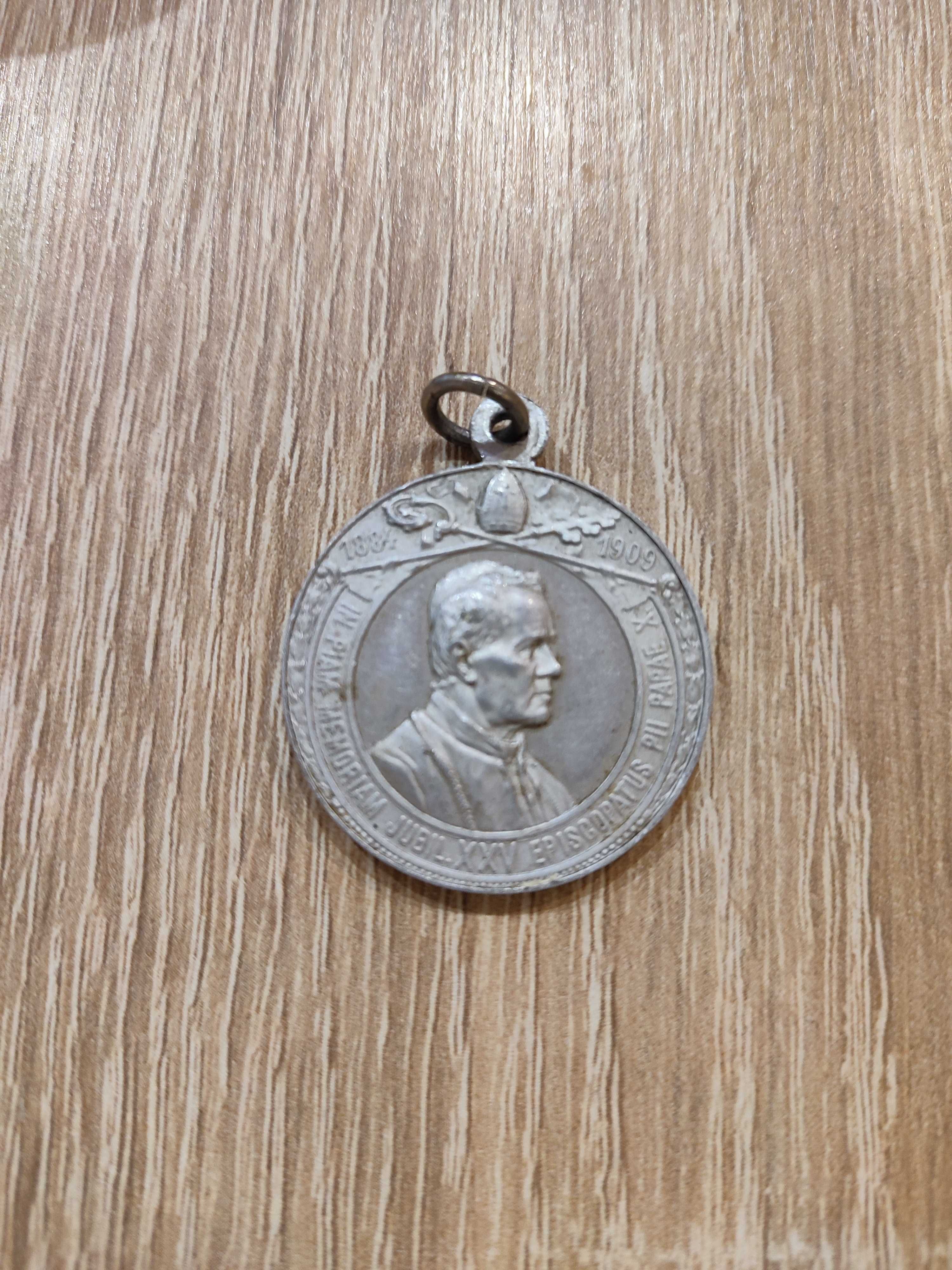 Pius X i św. Klemens 25 lat pontyfikatu srebrny brąz/aluminium/ołów