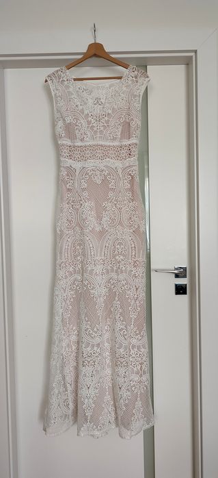 Suknia ślubna Boho koronka miękka długa syrena