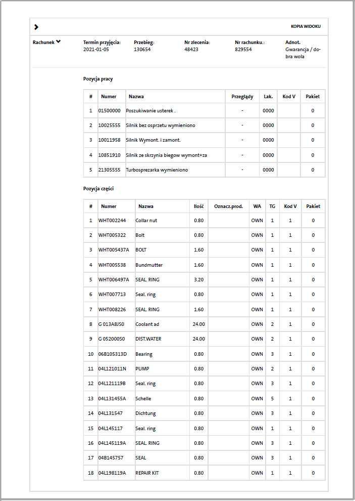Audi, Bmw, Mercedes, VW, VIN ASO PDF, Historia Serwisowa, Naprawy 7/7
