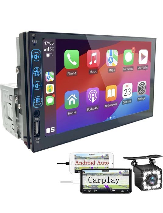 Radio 1 Din com carplay e camara