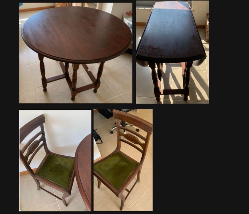 Mesa de jantar dobrável +4 cadeiras