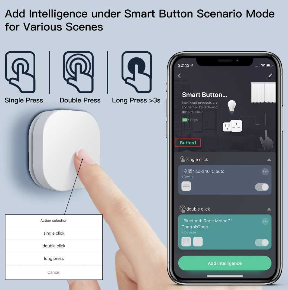 Розумна кнопка вимикач Tuya Smart Life - ZigBee сценарна умная z2m