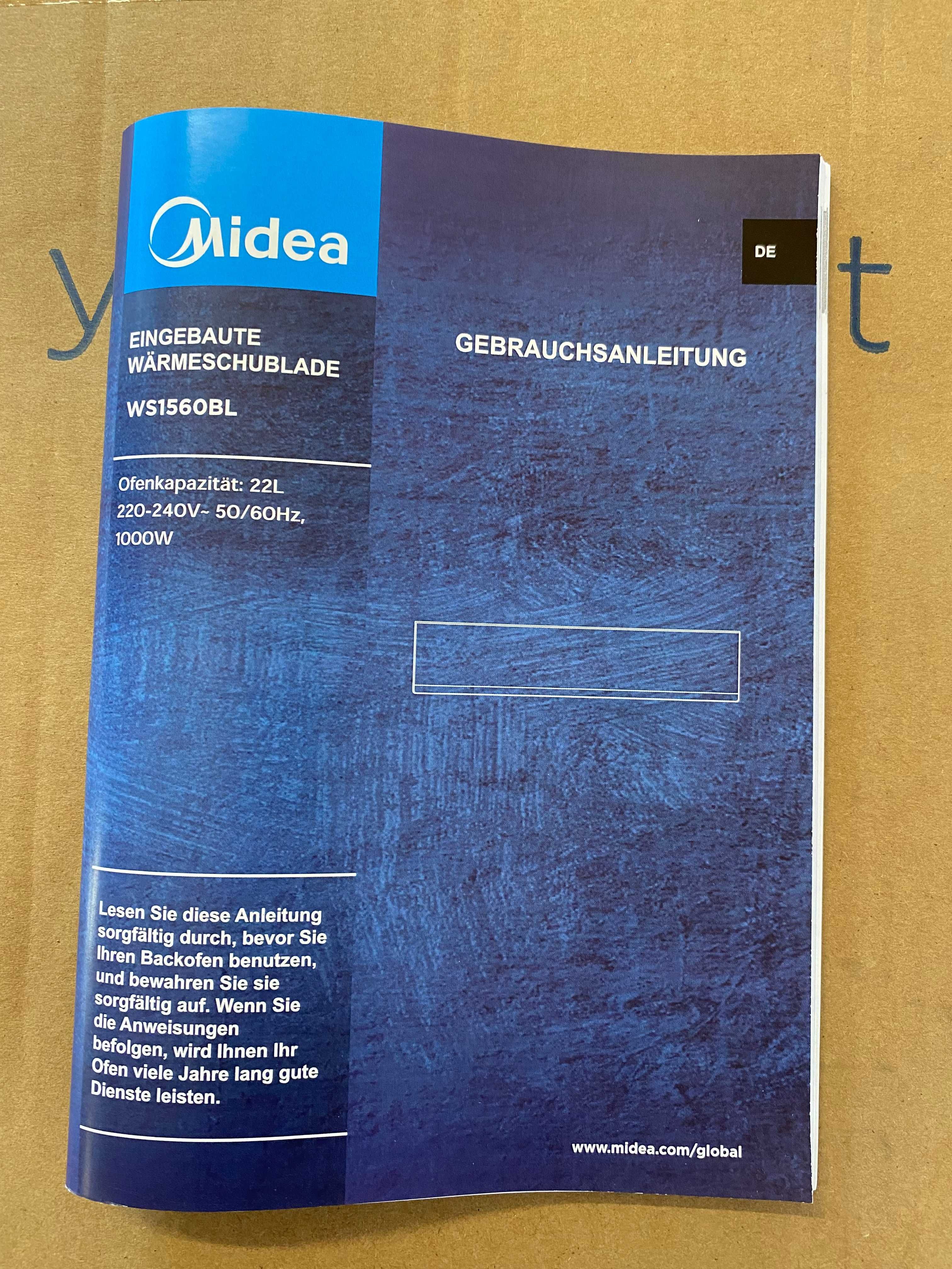 Nowy Piekarnik elektr/par Midea STOFEK45TBL+Szuflada grzewcza WS1560BL