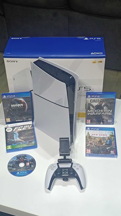 Ps5 Slim versão disco com comando e jogos