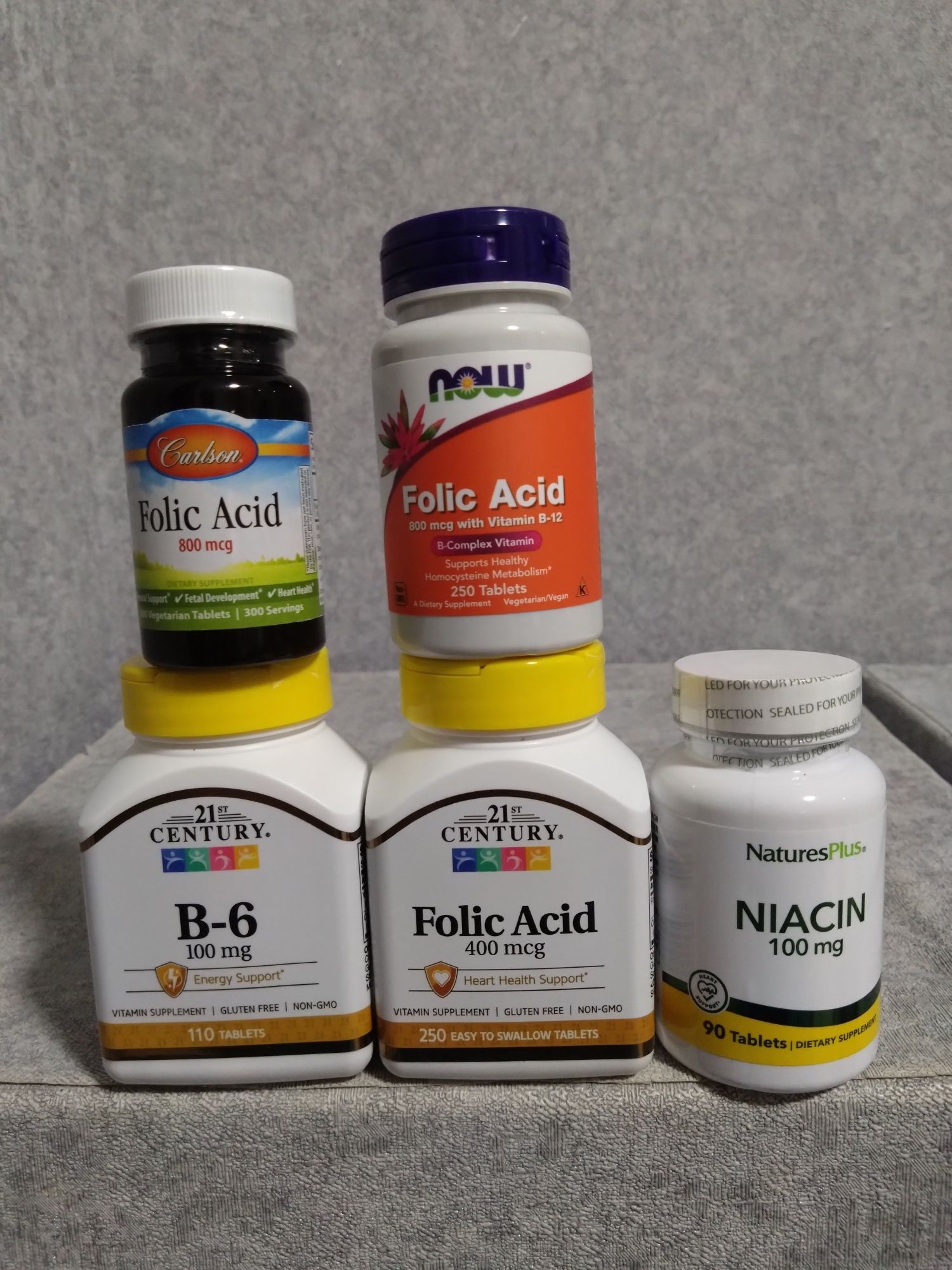 Магній, Комплекс вітамінів групи В,Now Foods, iherb, фолієва кислота