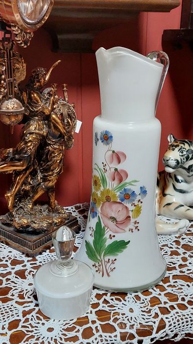 Кувшин полевые цветы, молочное стекло ручная роспись.  Цена 2500 грн