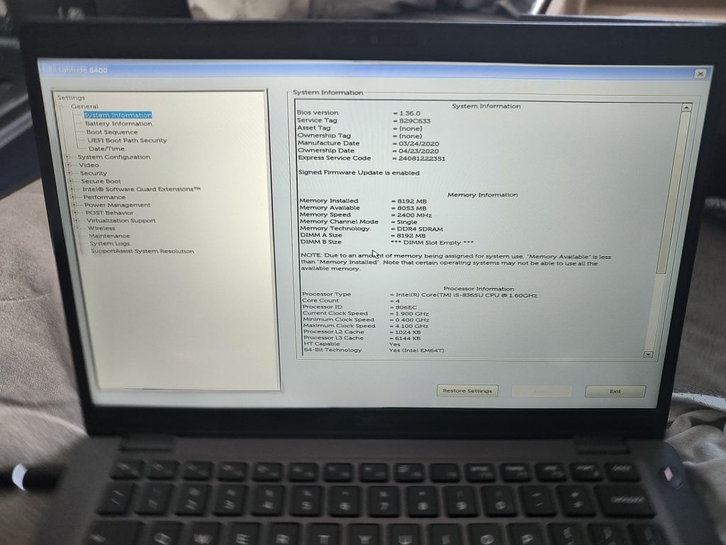 Dell 5400 i5 8 gen, 8gb , SSD, Win11