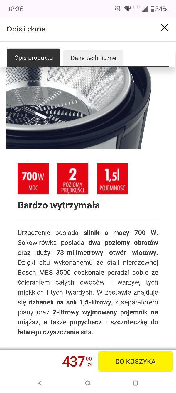 Sokowirówka Bosch Mes 3500 nowa