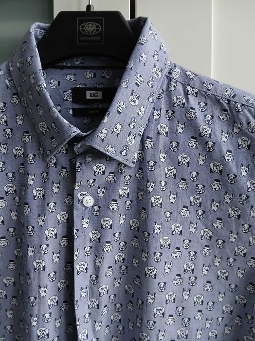 Koszula męska pieski Slim Fit 40 stan IDEALNY