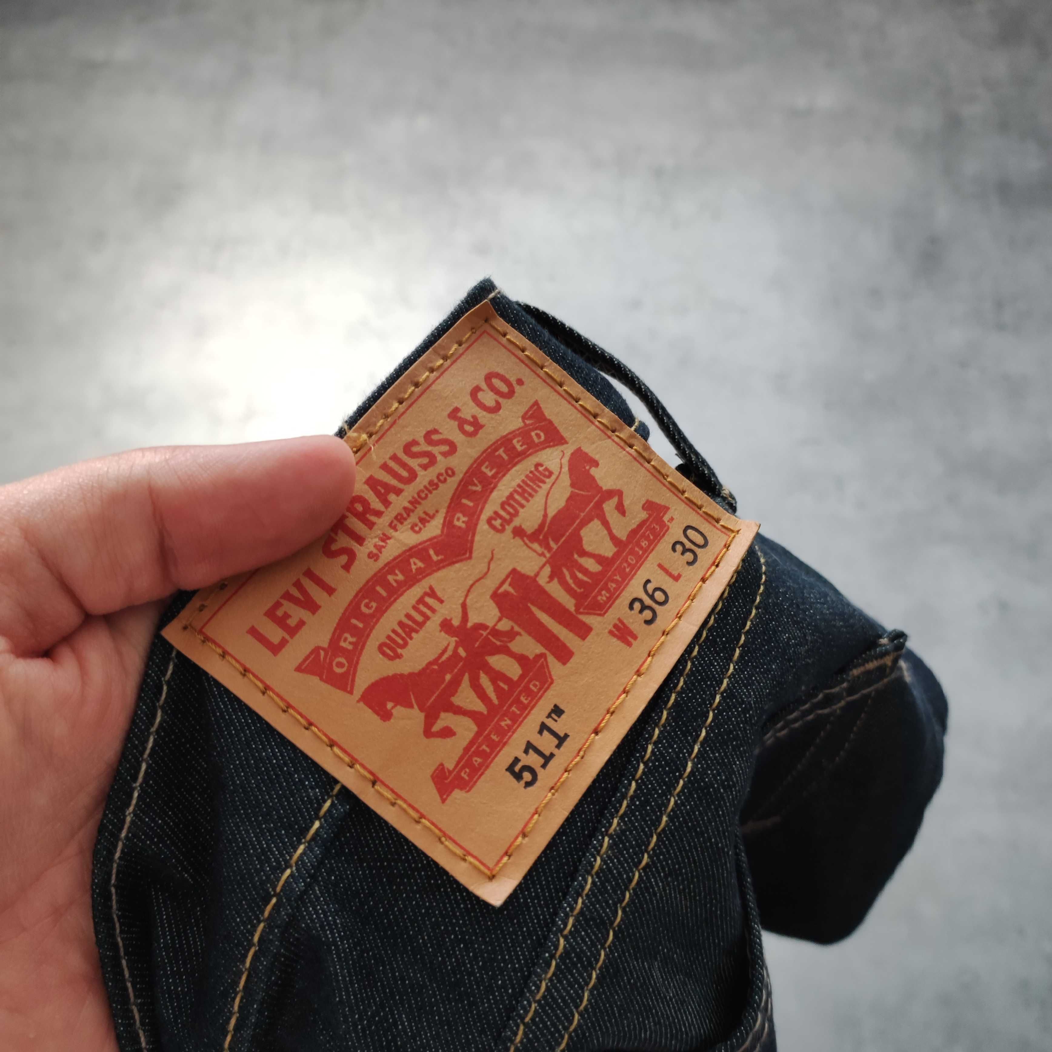 MĘSKIE Eleganckie PREMIUM Jeansy Denim Granatowe Levis 511 NOWE Metki