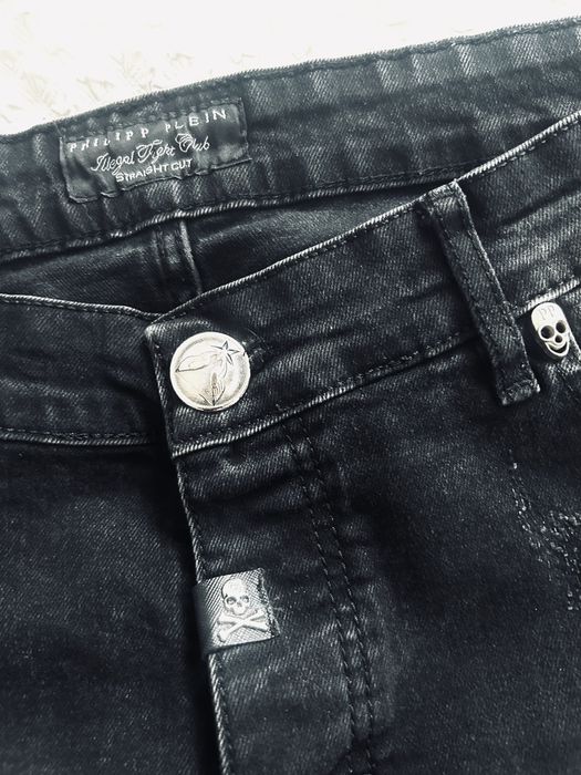 Philipp Plein spodnie meskie czarne dziury nakrapiane