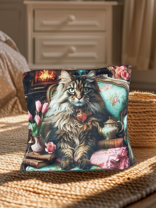 Poszewka na jasiek, poduszkę, kot, kociak, kocur, vintage, welurek