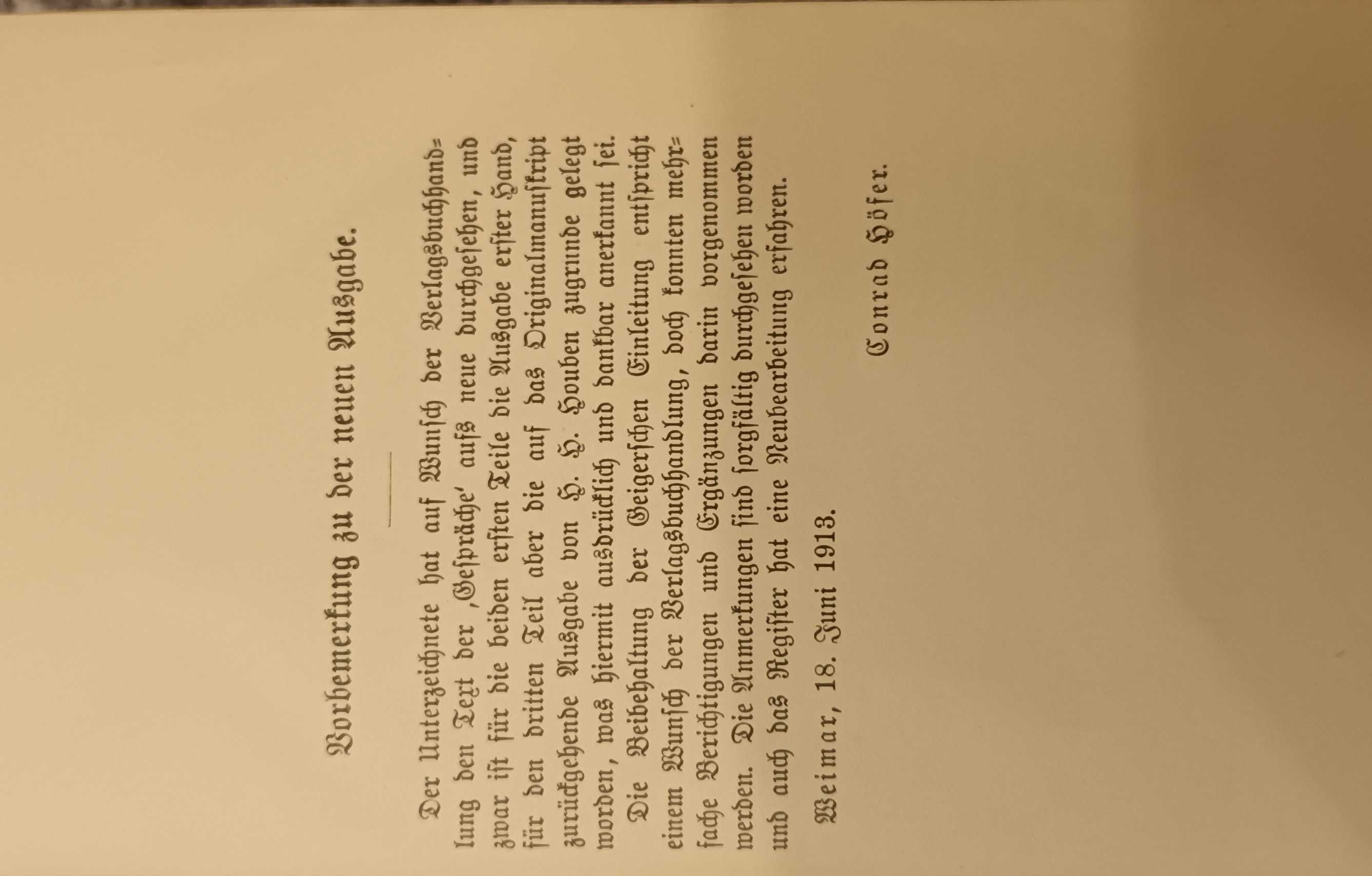 Rozmowy Gete Gesprache mit Goethe Johan Beter Edermann rok  1913 gotyk