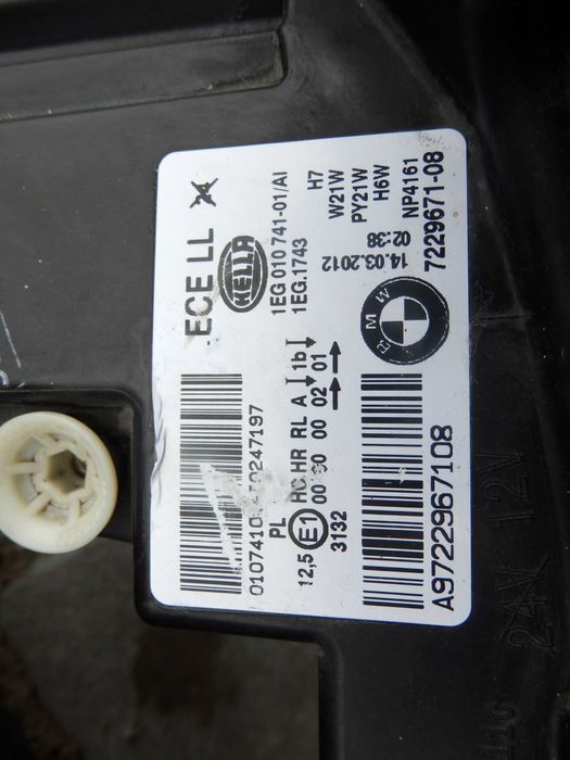 BMW 1 F20 Lampa Lewa Przód Zwykła H7  11-15  EU