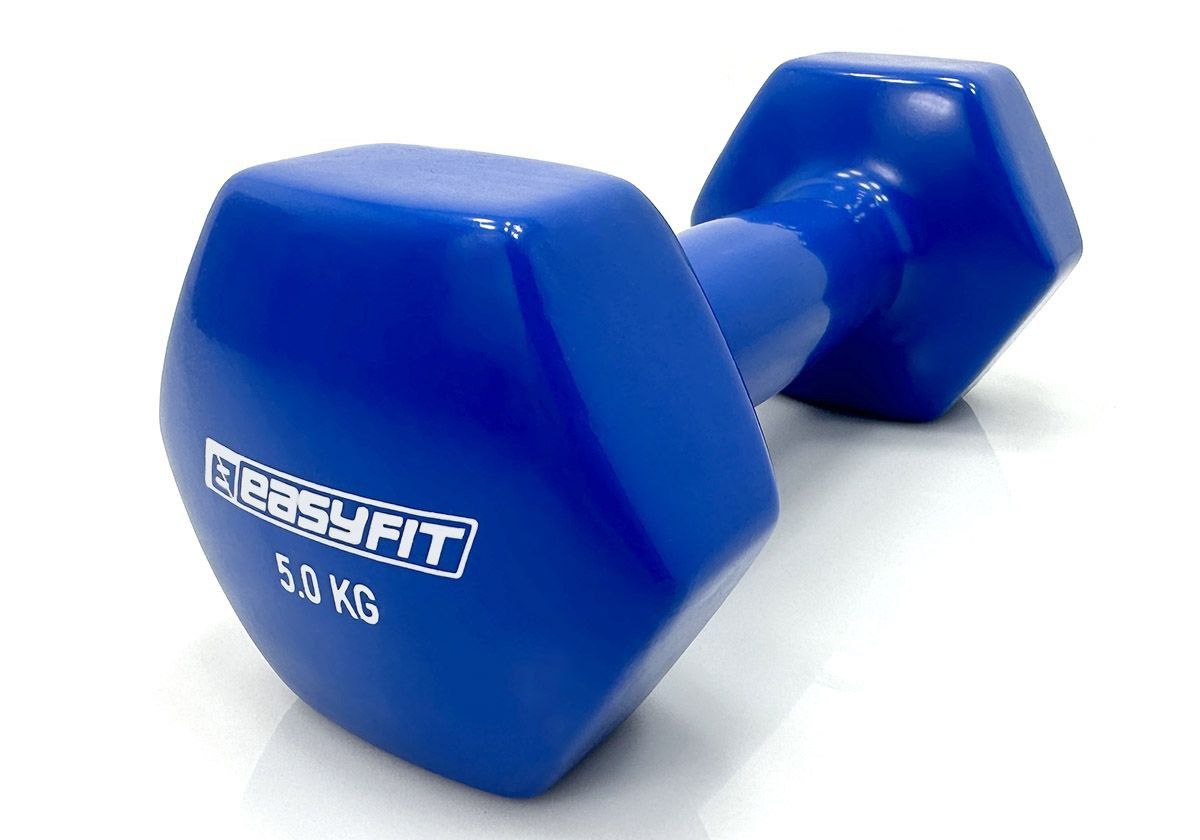 Гантель для фитнеса 5.0 кг с виниловым покрытием синяя