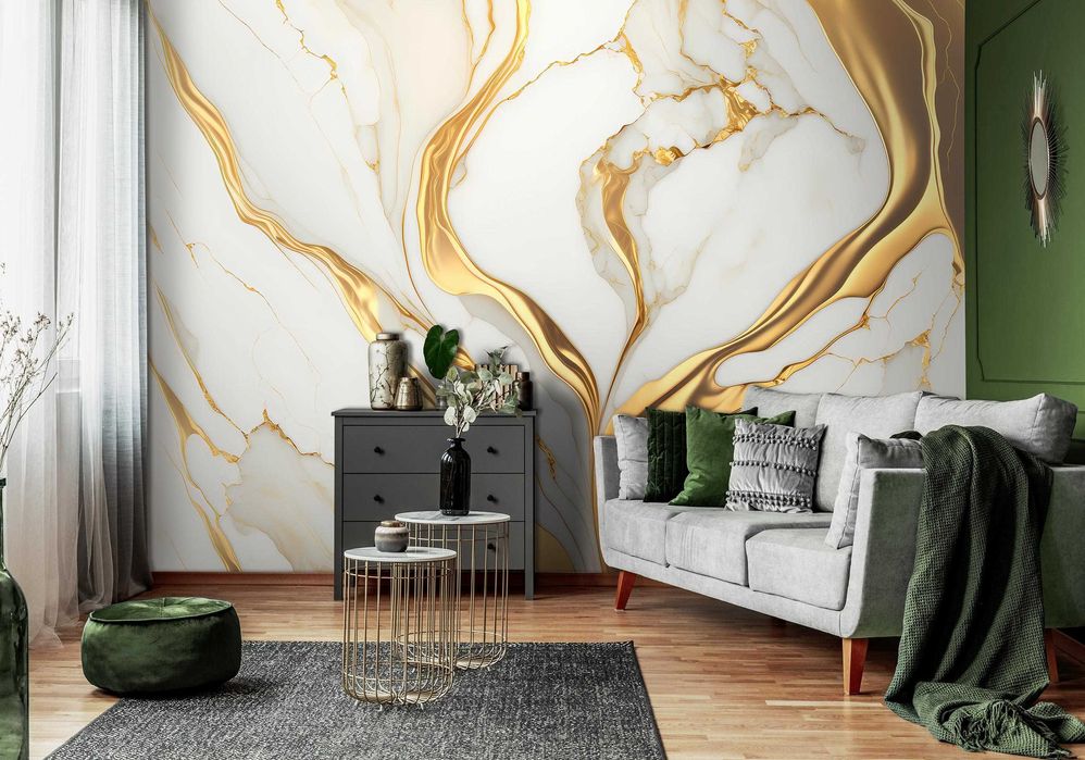 Fototapeta Złoty Kremowy Beżowy Marmur Kamień 3D Twój Rozmiar + KLEJ