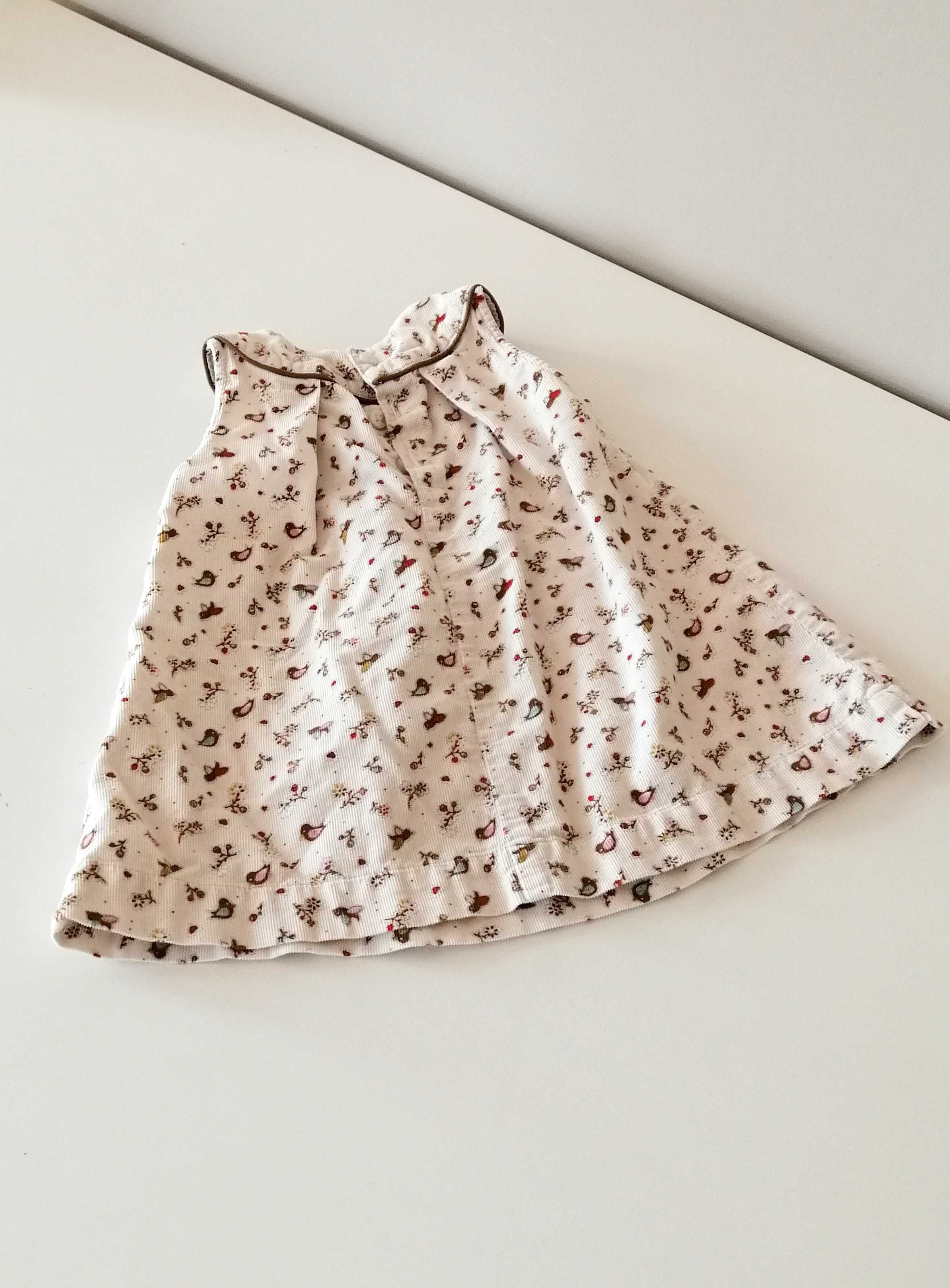 H&M beżowa kremowa sukienka dla dziewczynki 9-12mies 80cm we wzorki